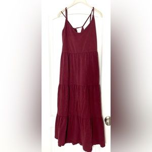 Burgundy strap maxi dress